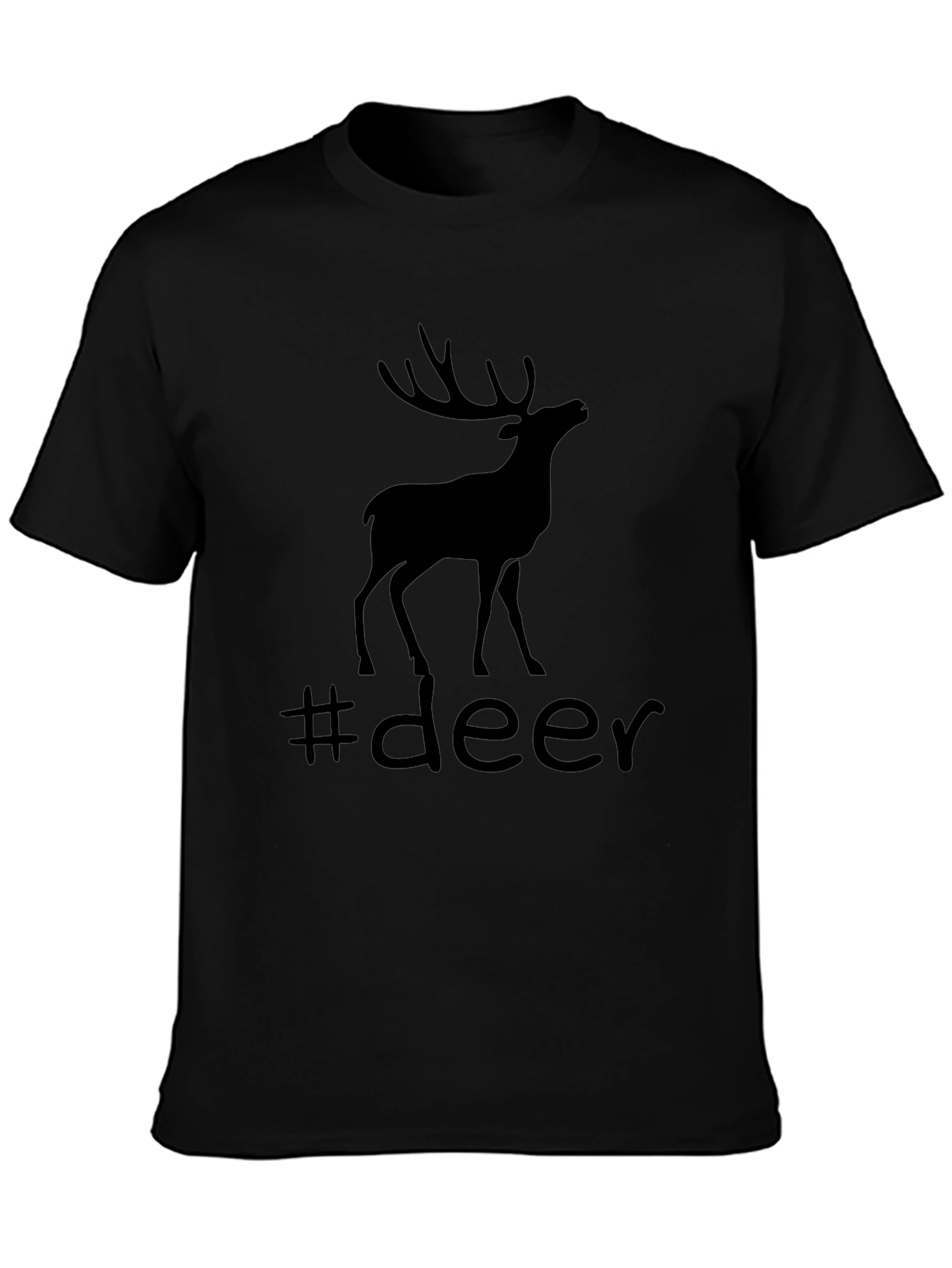 Deer Silhouette Graphic Tee - Black