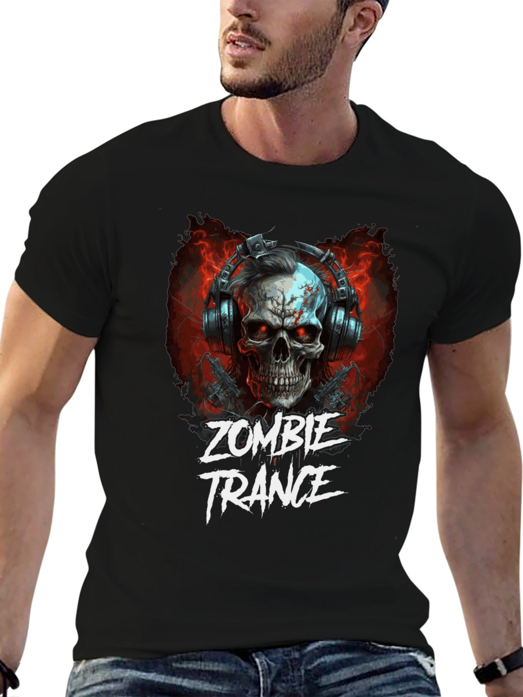 Zombie Trance Graphic Print Black T-Shirt