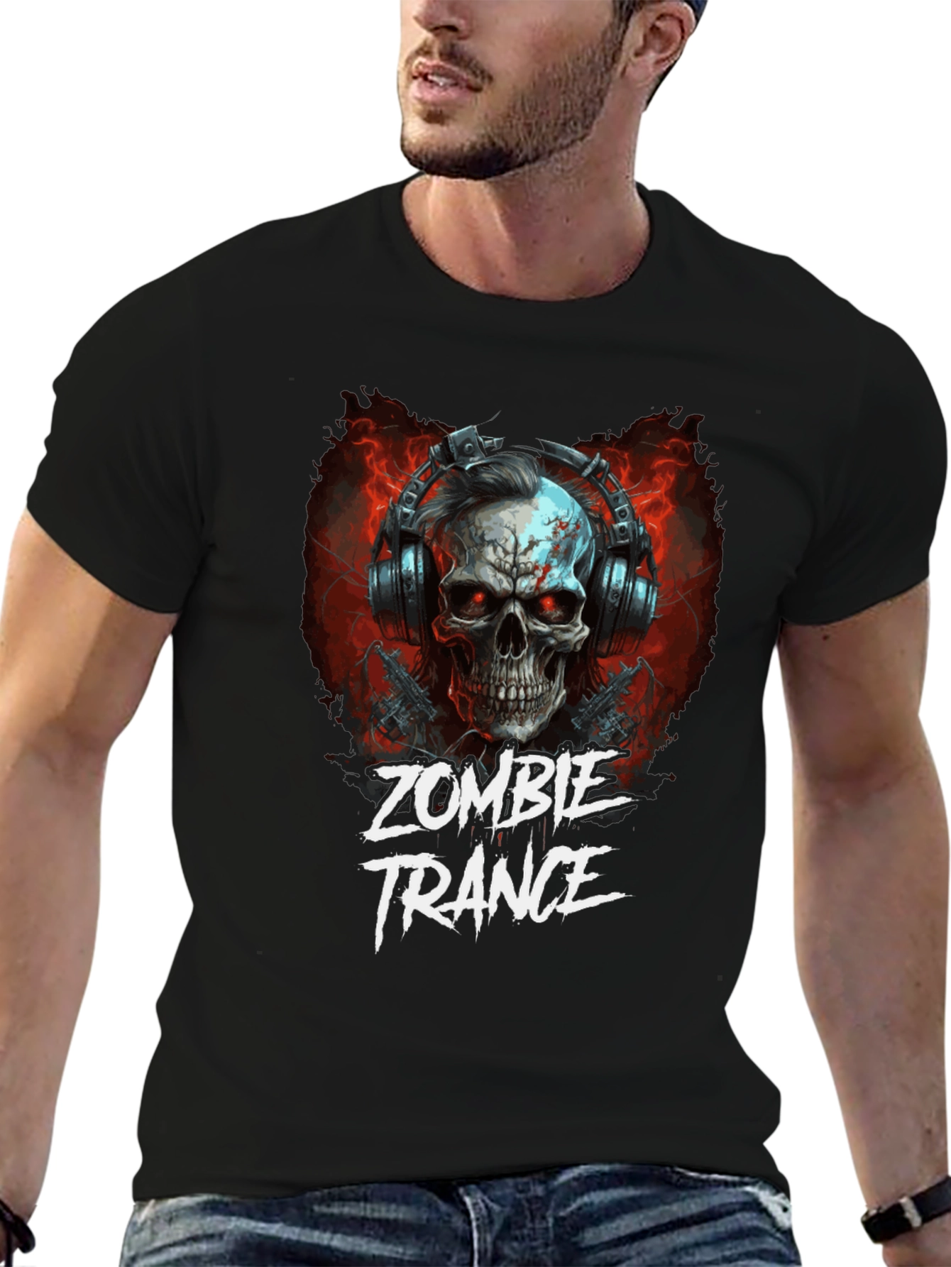 Zombie Trance Graphic Print Black T-Shirt