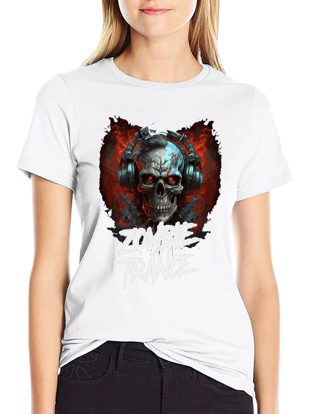 Zombie Trance Graphic Print Black T-Shirt