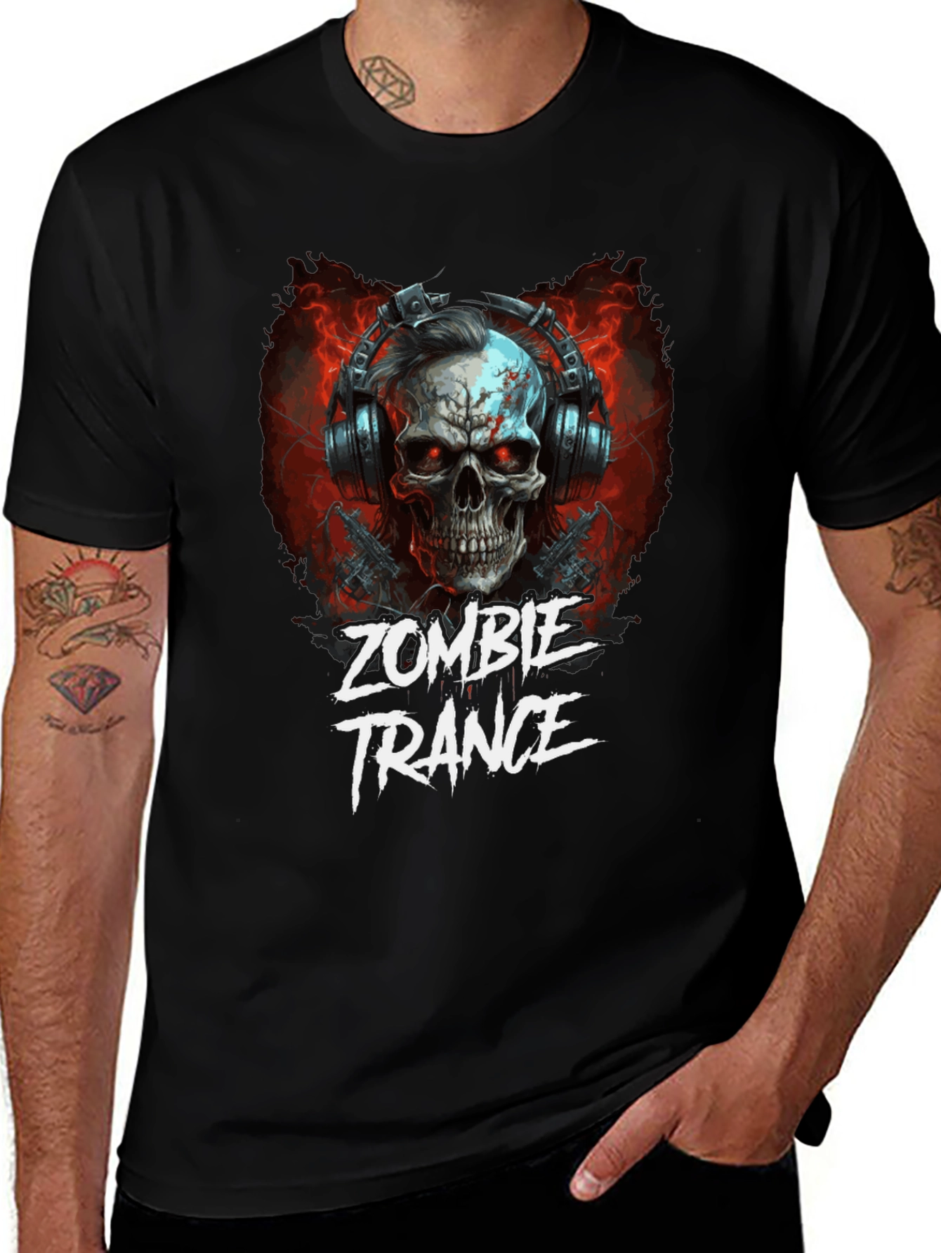 Zombie Trance Graphic Print Black T-Shirt