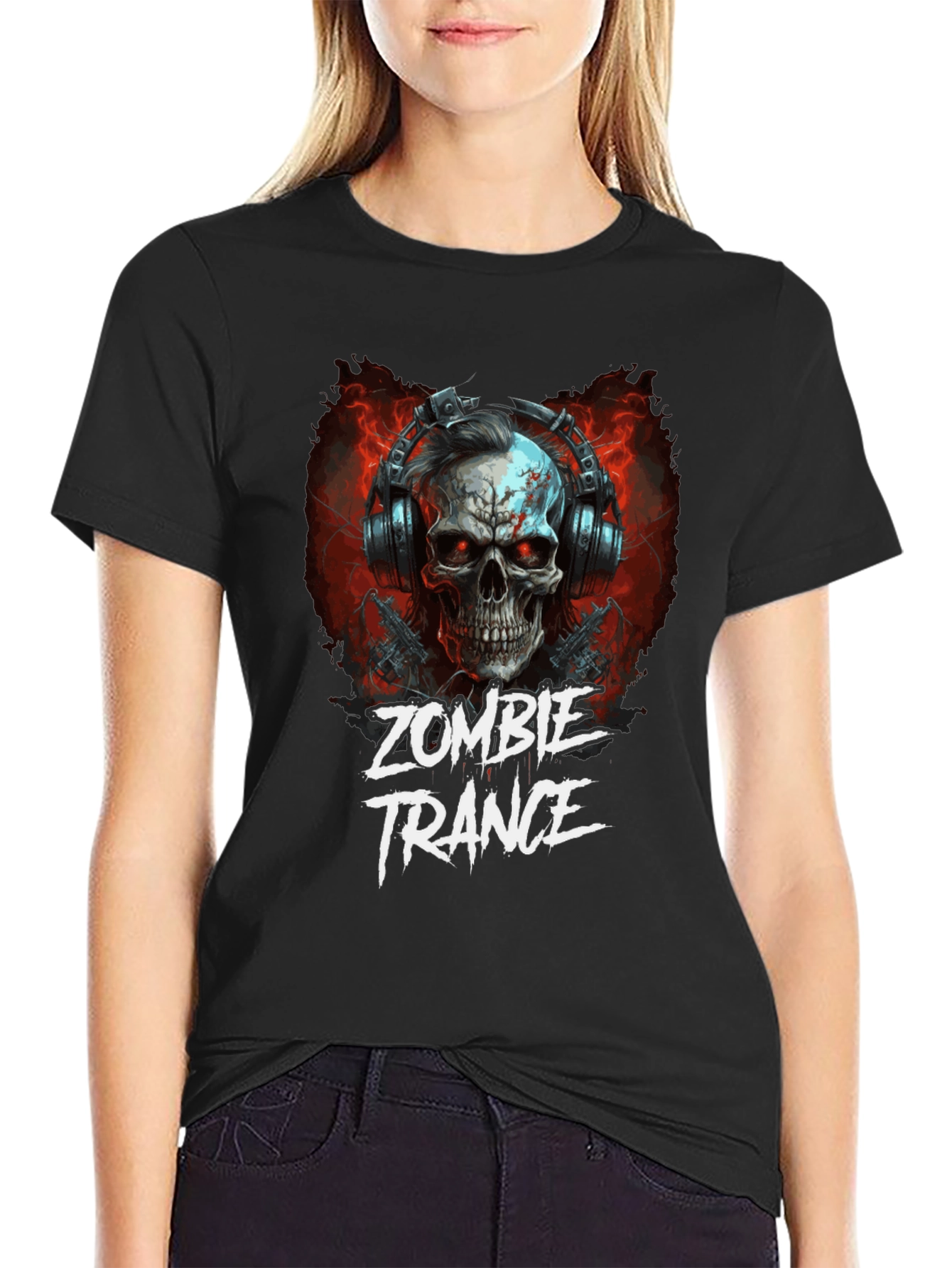 Zombie Trance Graphic Print Black T-Shirt