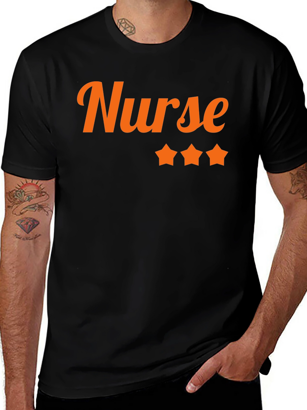 Nurse 3-Star Black Graphic Tee
