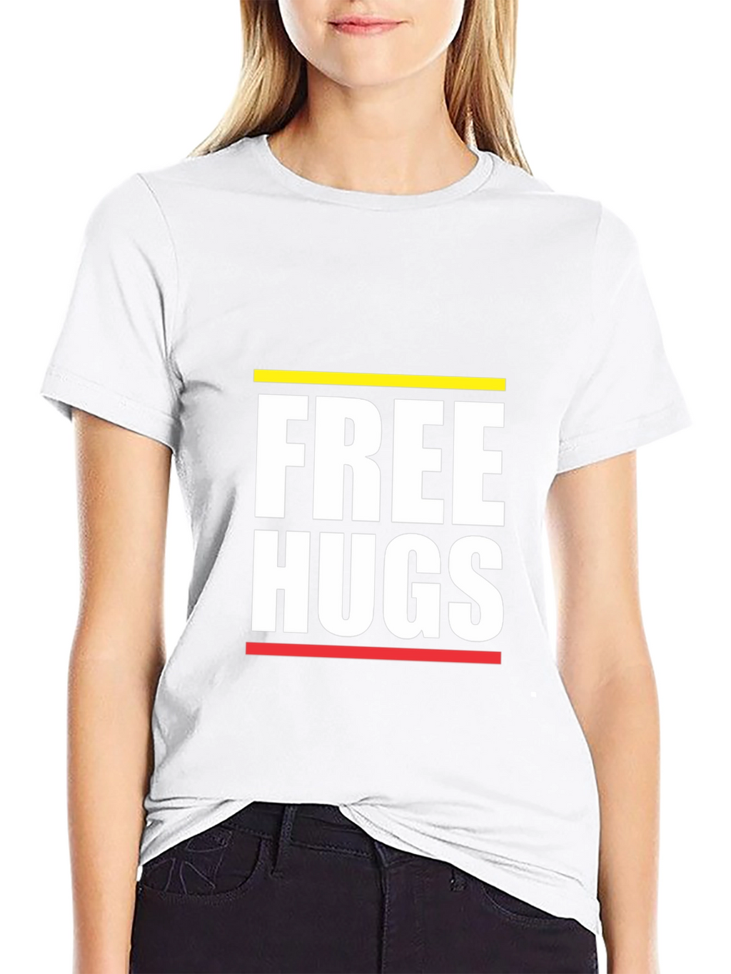 Free Hugs Graphic Tee - Black Cotton Comfort