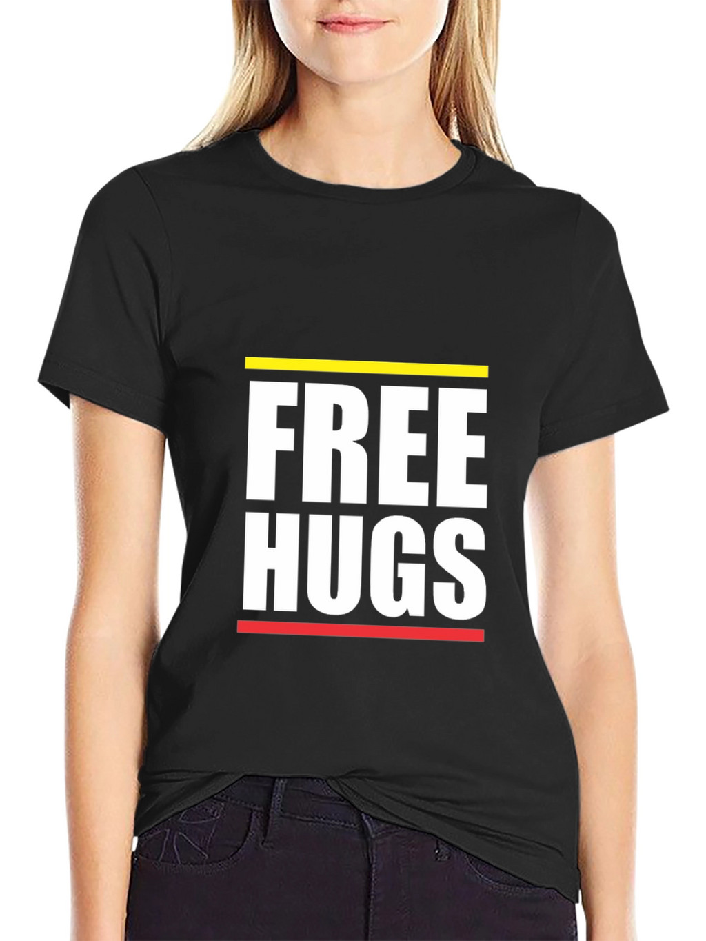 Free Hugs Graphic Tee - Black Cotton Comfort