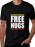 Free Hugs Graphic Tee - Black Cotton Comfort
