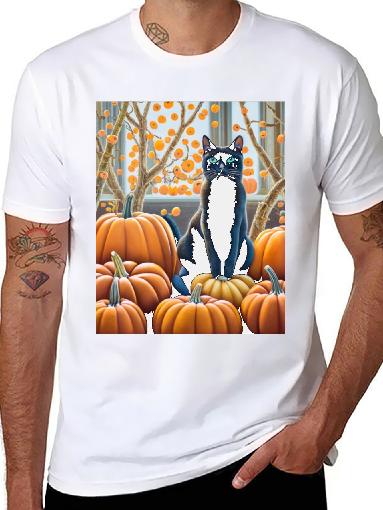 Halloween Cat Pumpkin Patch T-Shirt