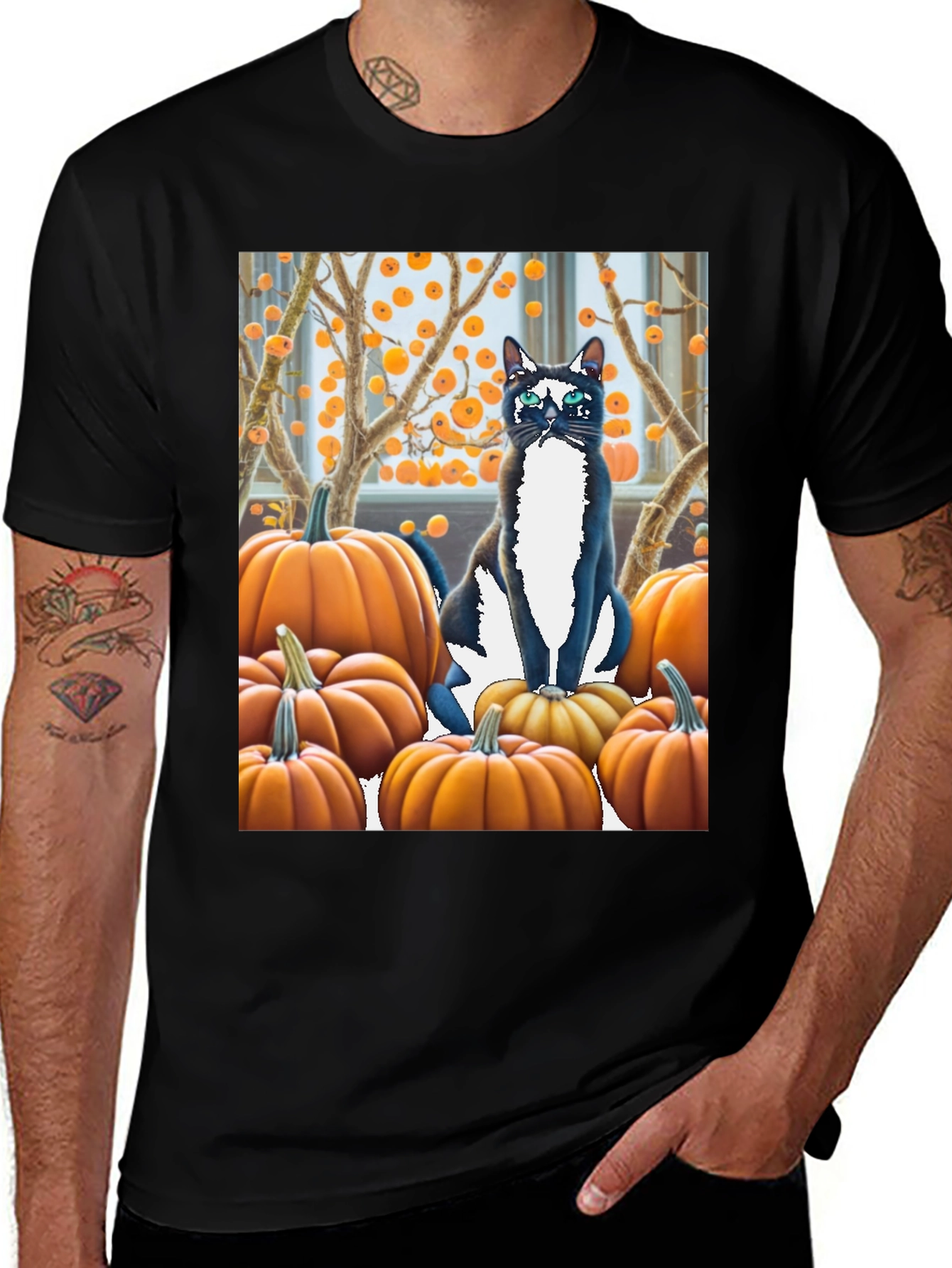 Halloween Cat Pumpkin Patch T-Shirt