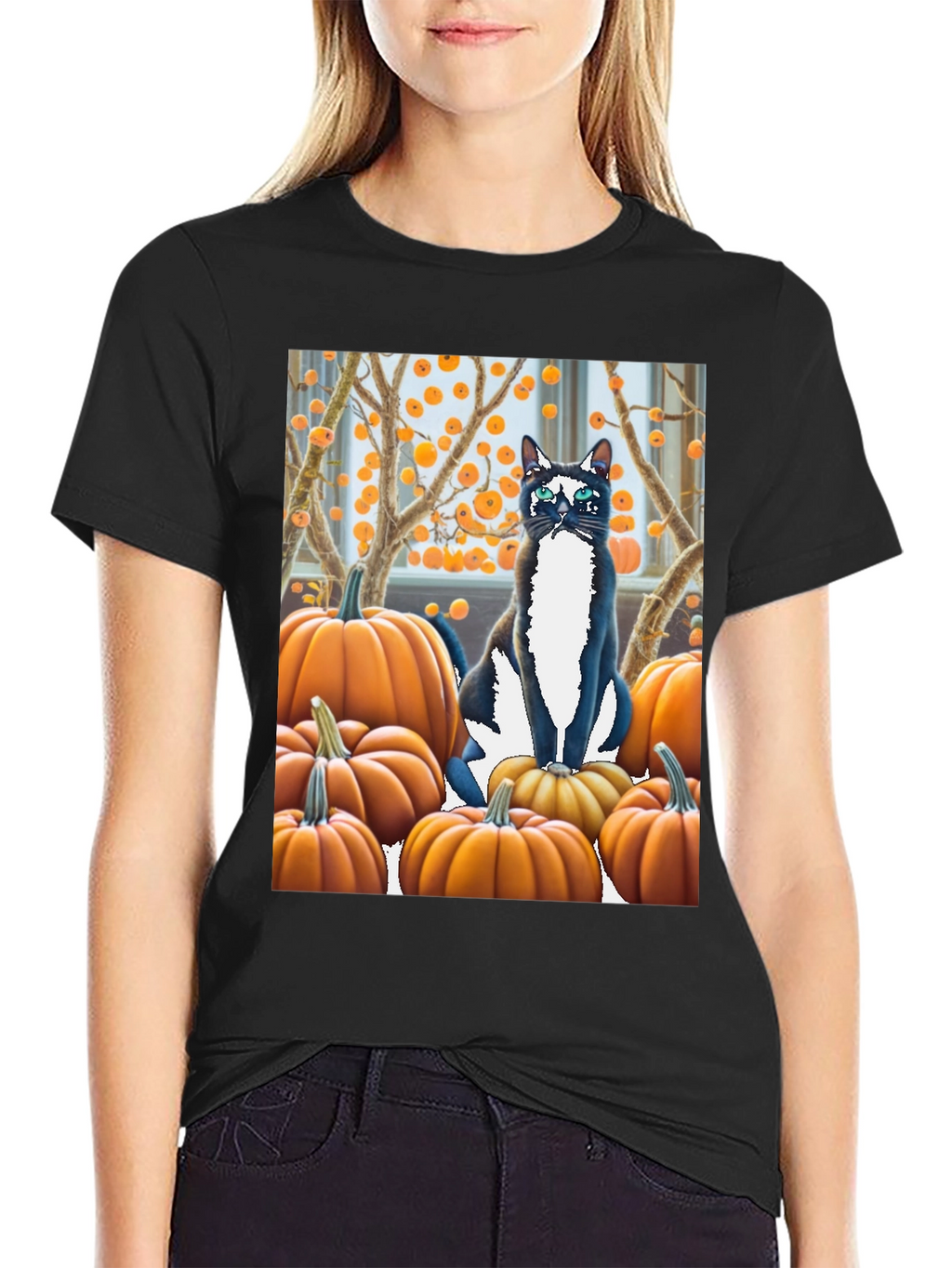 Halloween Cat Pumpkin Patch T-Shirt