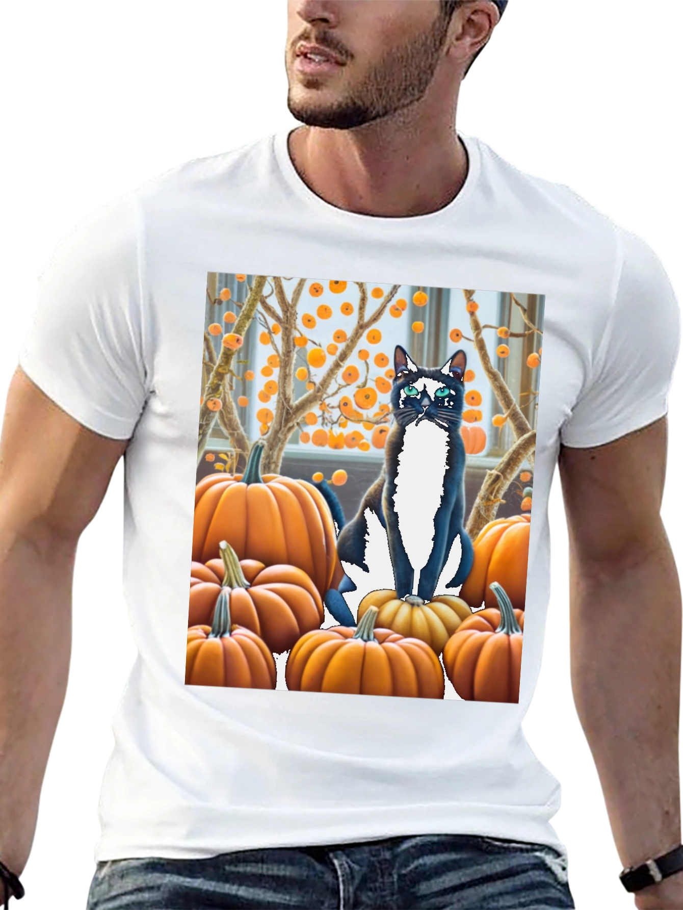 Halloween Cat Pumpkin Patch T-Shirt