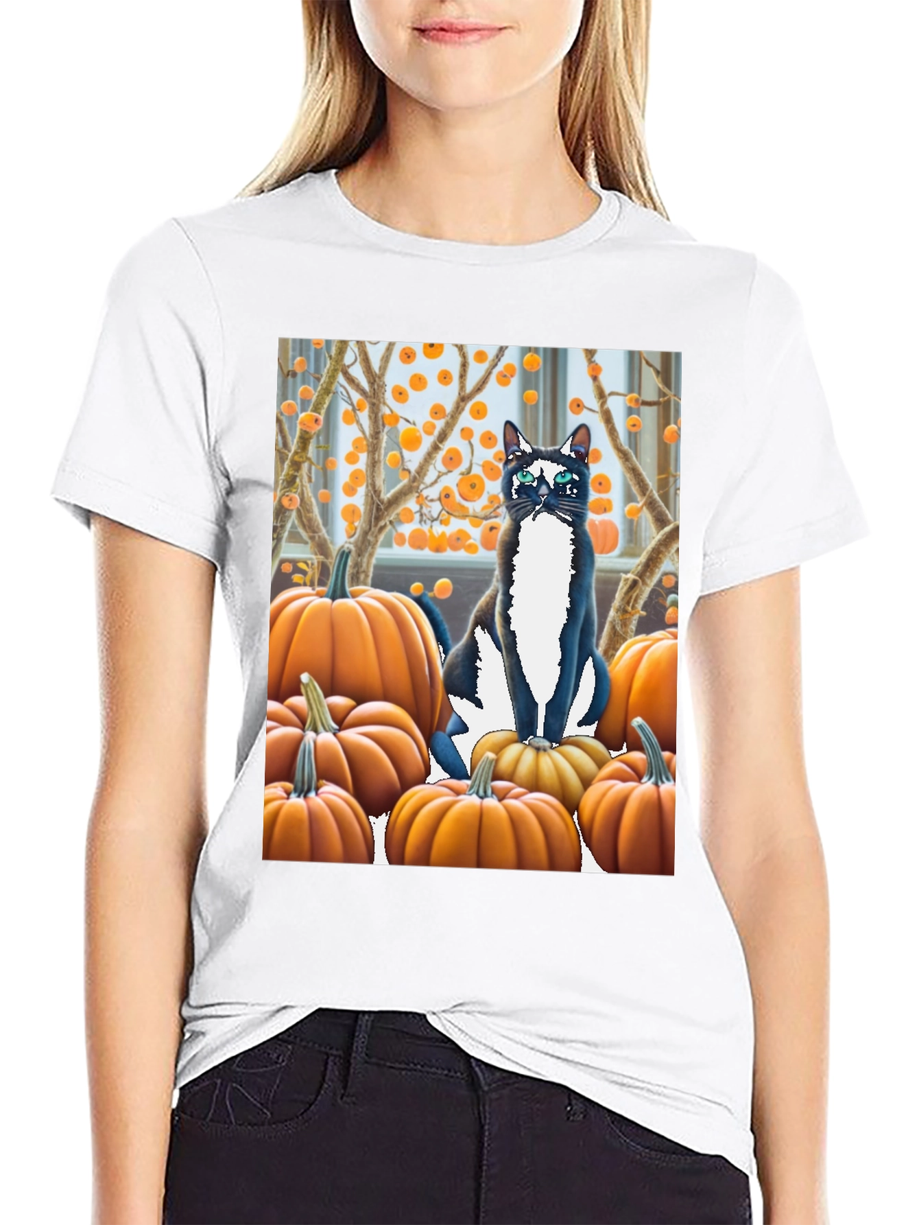 Halloween Cat Pumpkin Patch T-Shirt