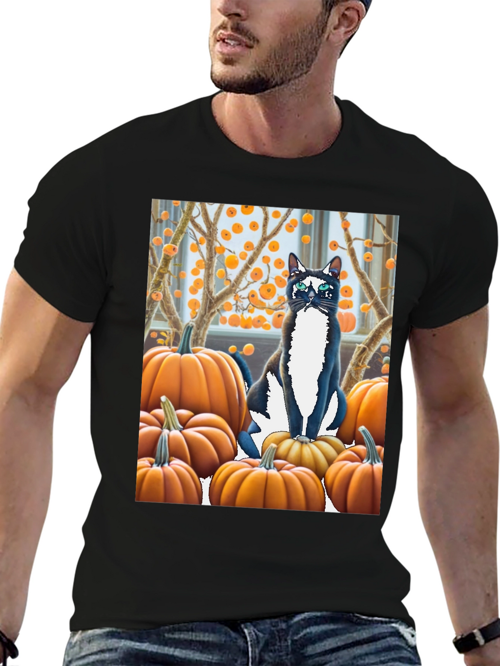Halloween Cat Pumpkin Patch T-Shirt