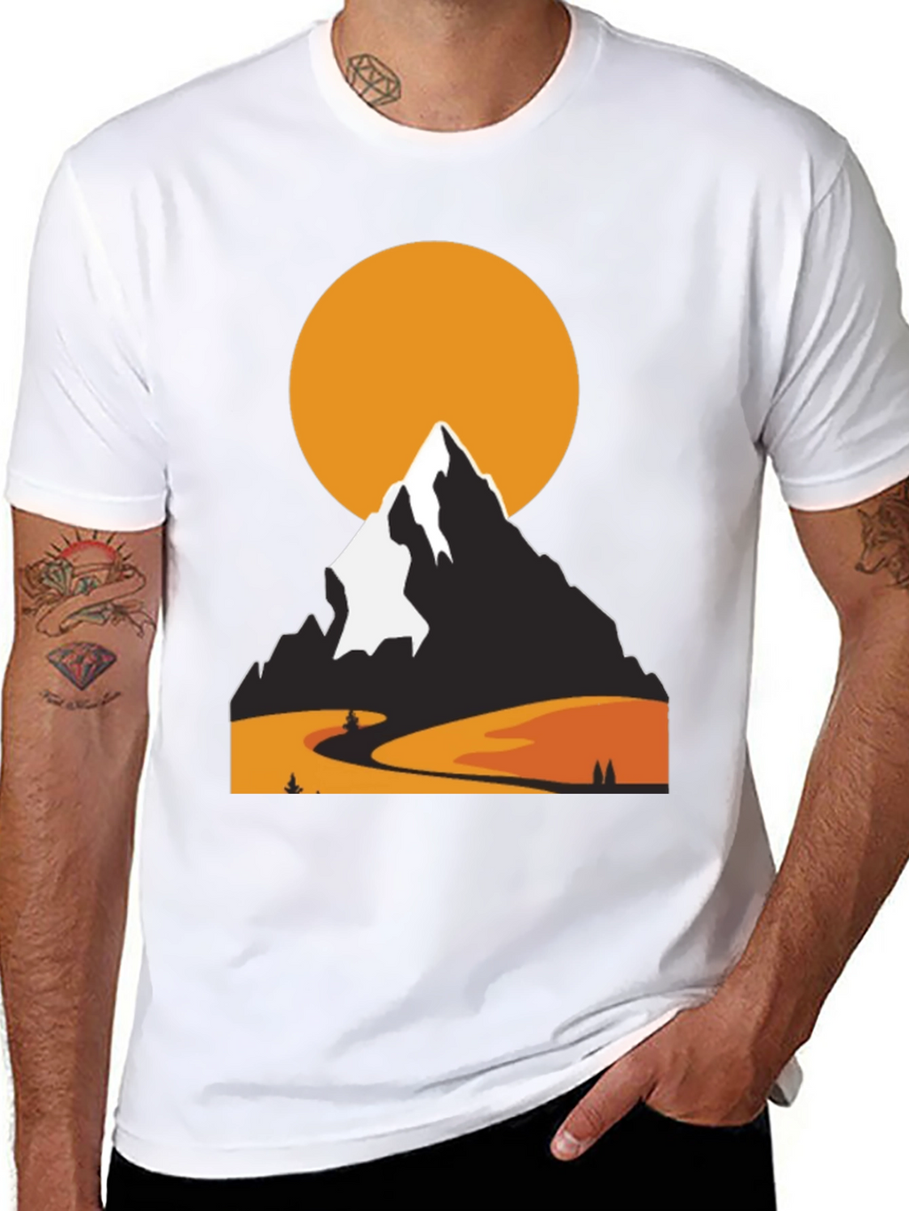 Mountain Sunset Graphic Tee - Nature Lovers Black T-Shirt