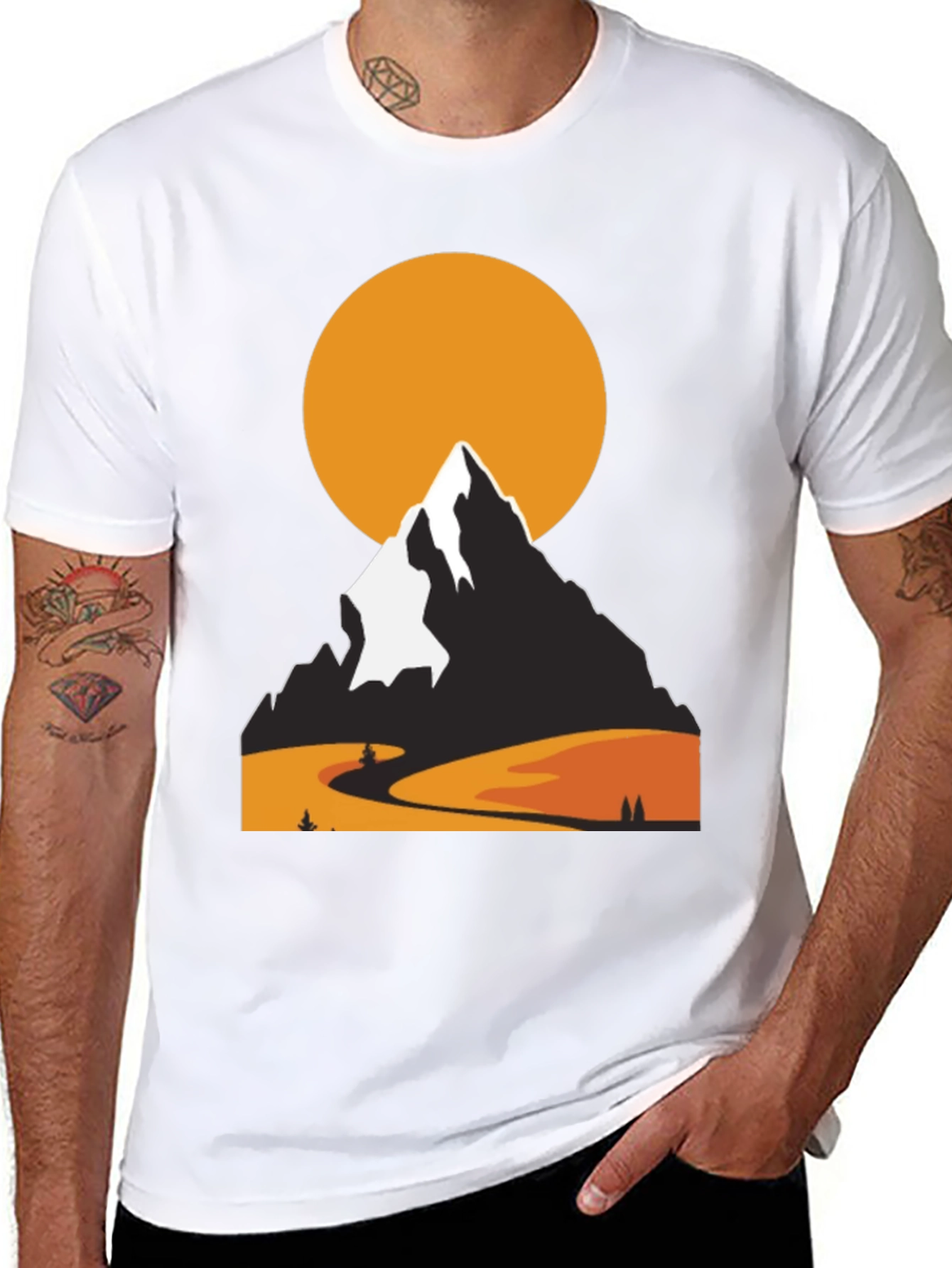 Mountain Sunset Graphic Tee - Nature Lovers Black T-Shirt