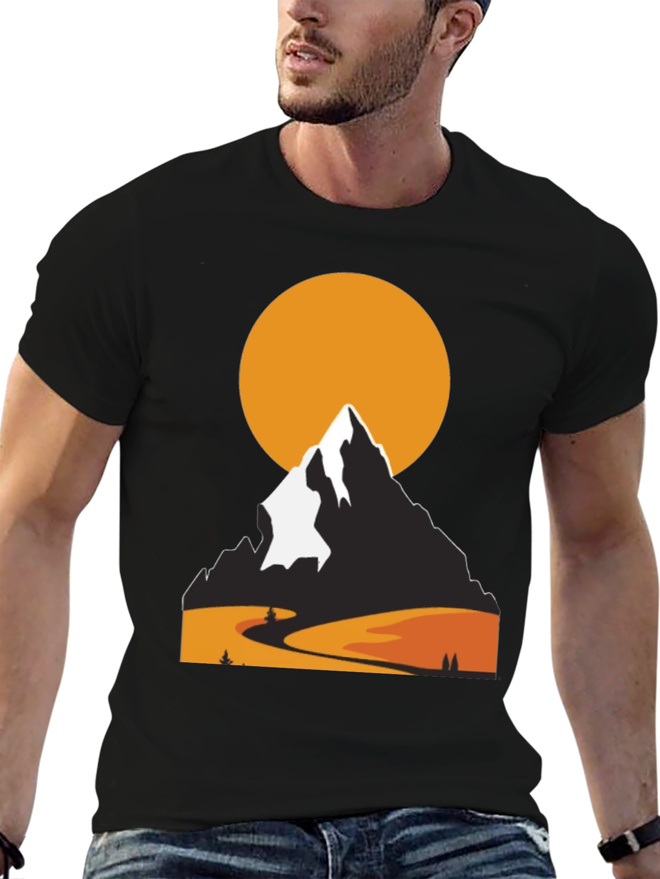 Mountain Sunset Graphic Tee - Nature Lovers Black T-Shirt