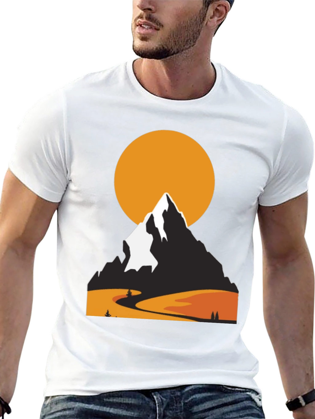 Mountain Sunset Graphic Tee - Nature Lovers Black T-Shirt