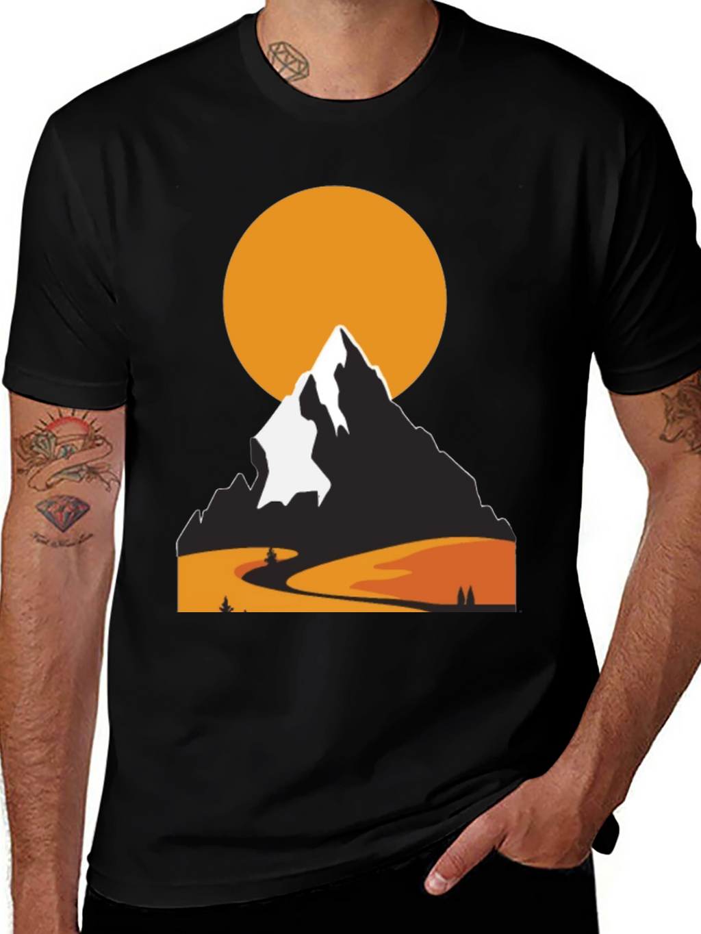 Mountain Sunset Graphic Tee - Nature Lovers Black T-Shirt