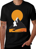 Mountain Sunset Graphic Tee - Nature Lovers Black T-Shirt