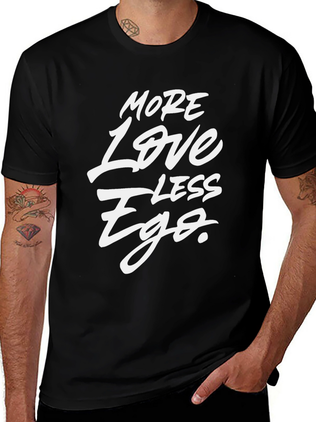 More Love Less Ego Black Graphic Tee