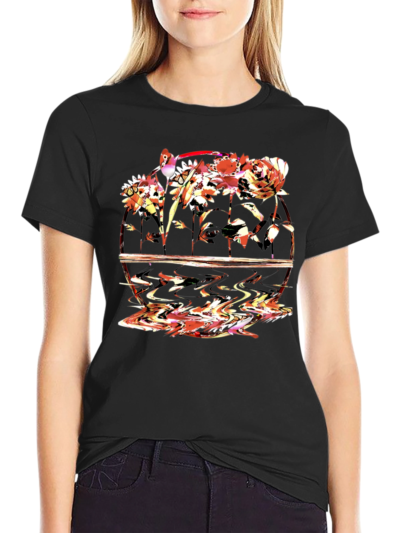 Floral Graphic T-Shirt - Abstract Art Tee