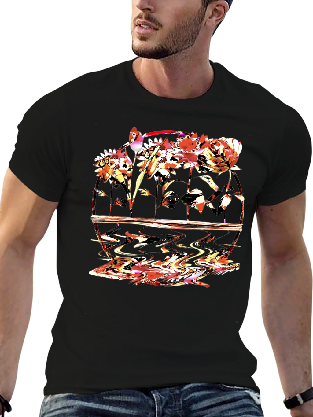 Floral Graphic T-Shirt - Abstract Art Tee