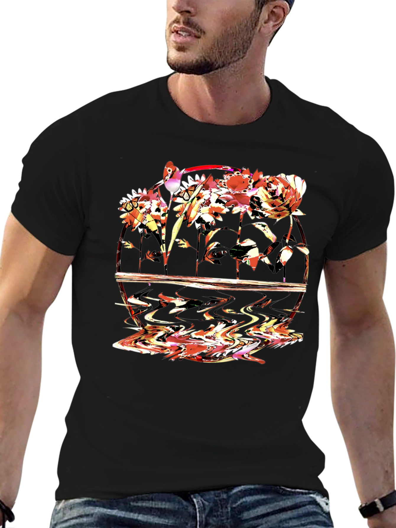 Floral Graphic T-Shirt - Abstract Art Tee