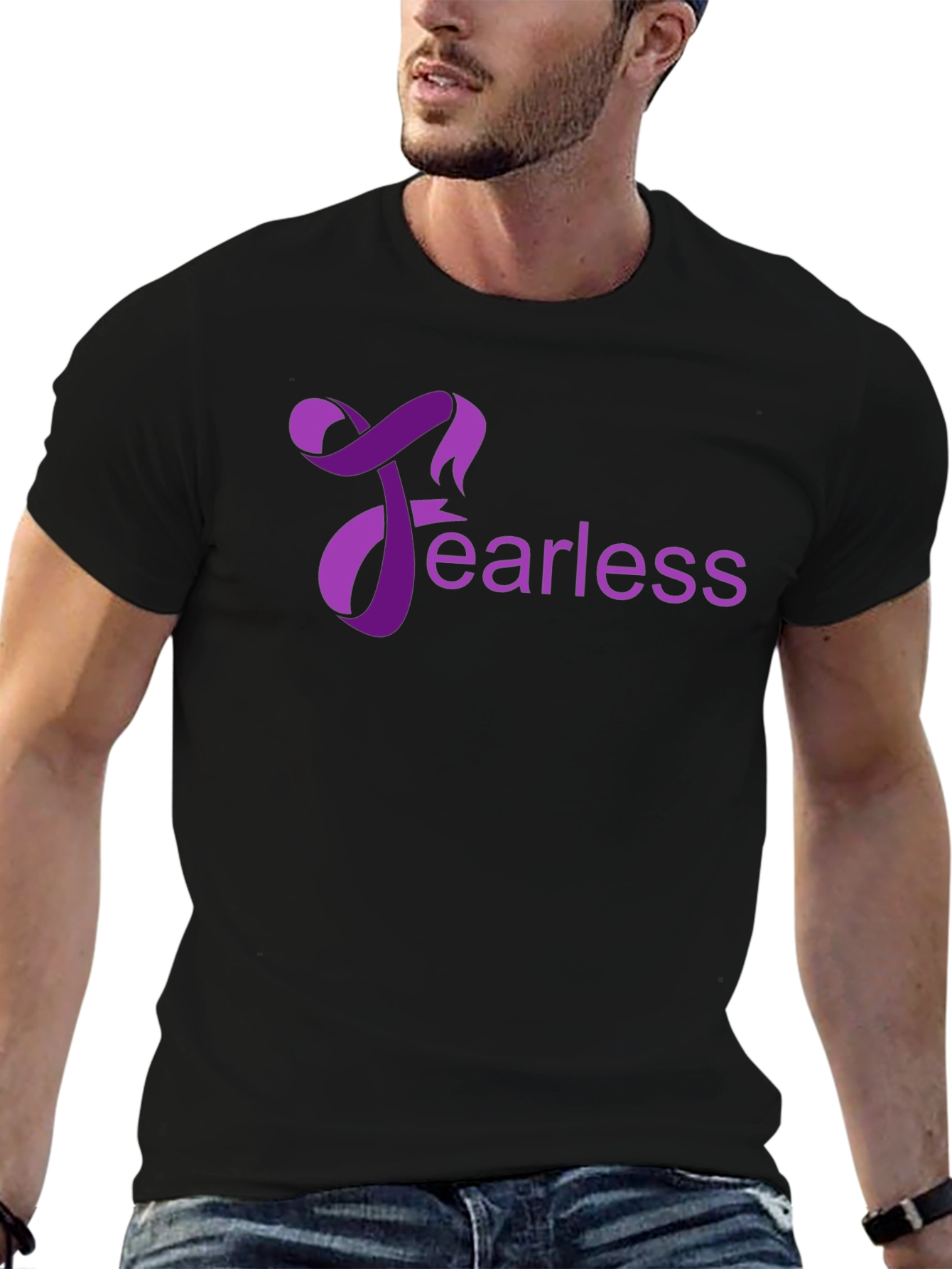 Fearless Graphic Tee - Black Cotton Casual Wear