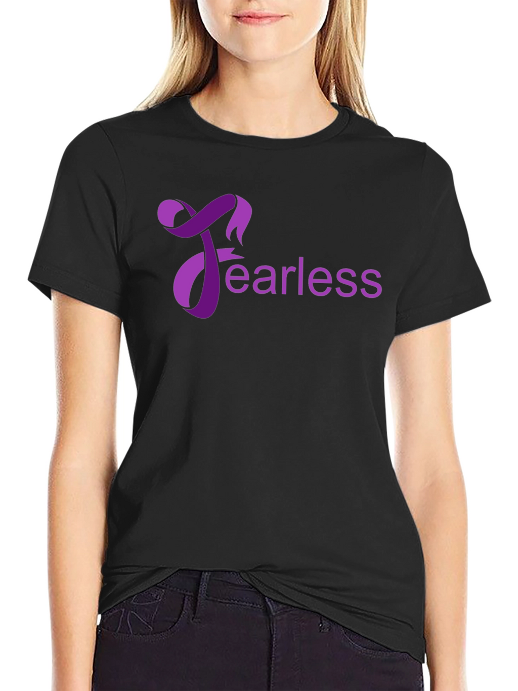 Fearless Graphic Tee - Black Cotton Casual Wear