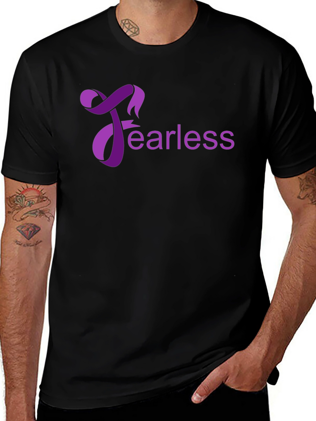 Fearless Graphic Tee - Black Cotton Casual Wear