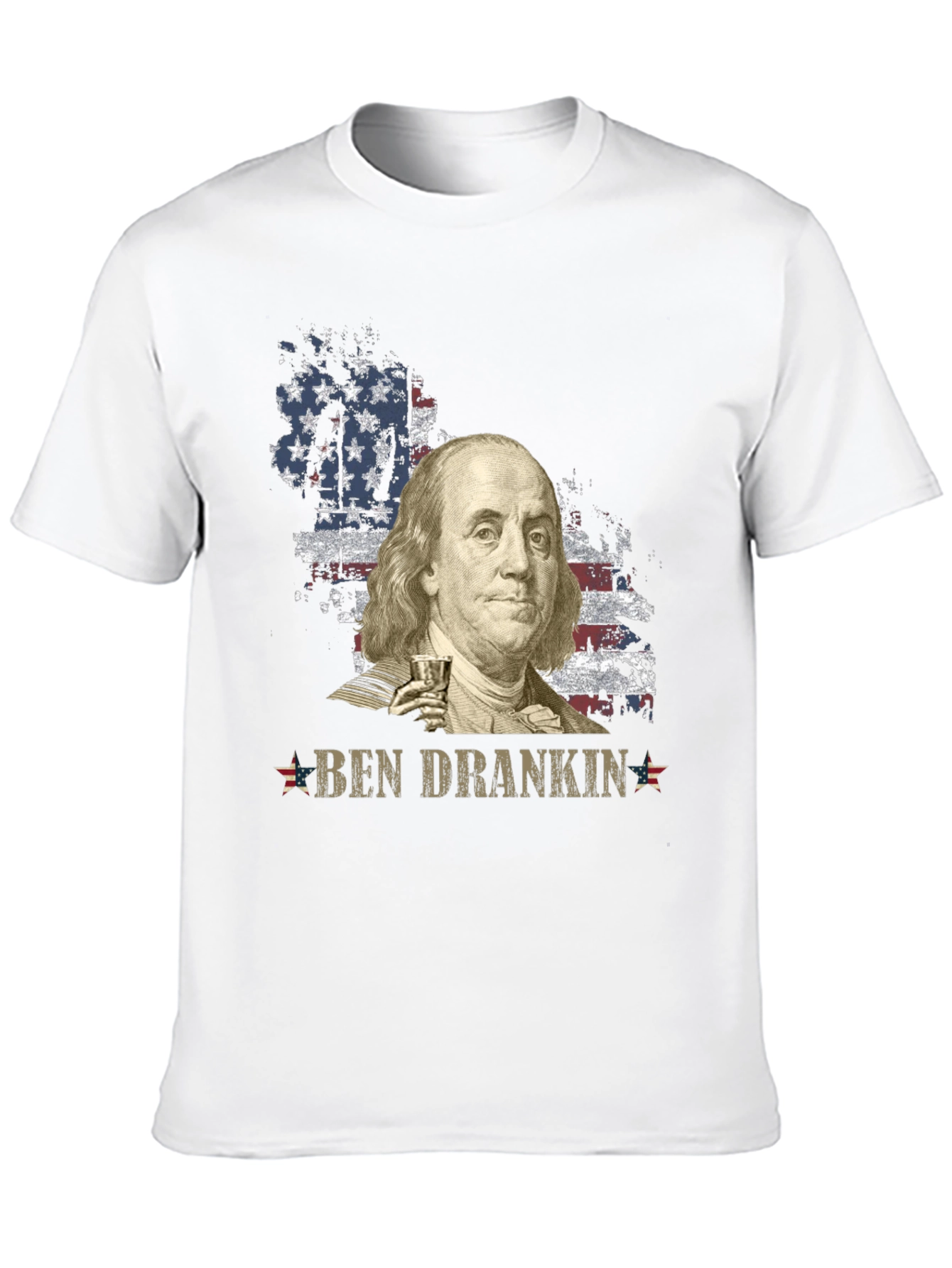 Ben Drankin T-Shirt - Patriotic USA Flag Franklin