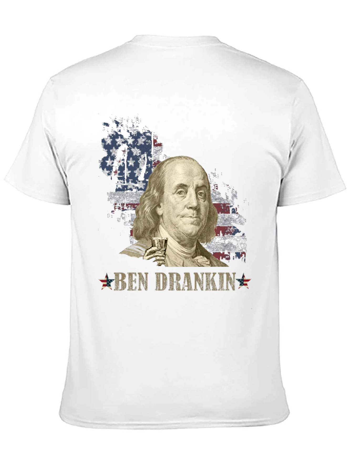 Ben Drankin T-Shirt - Patriotic USA Flag Franklin