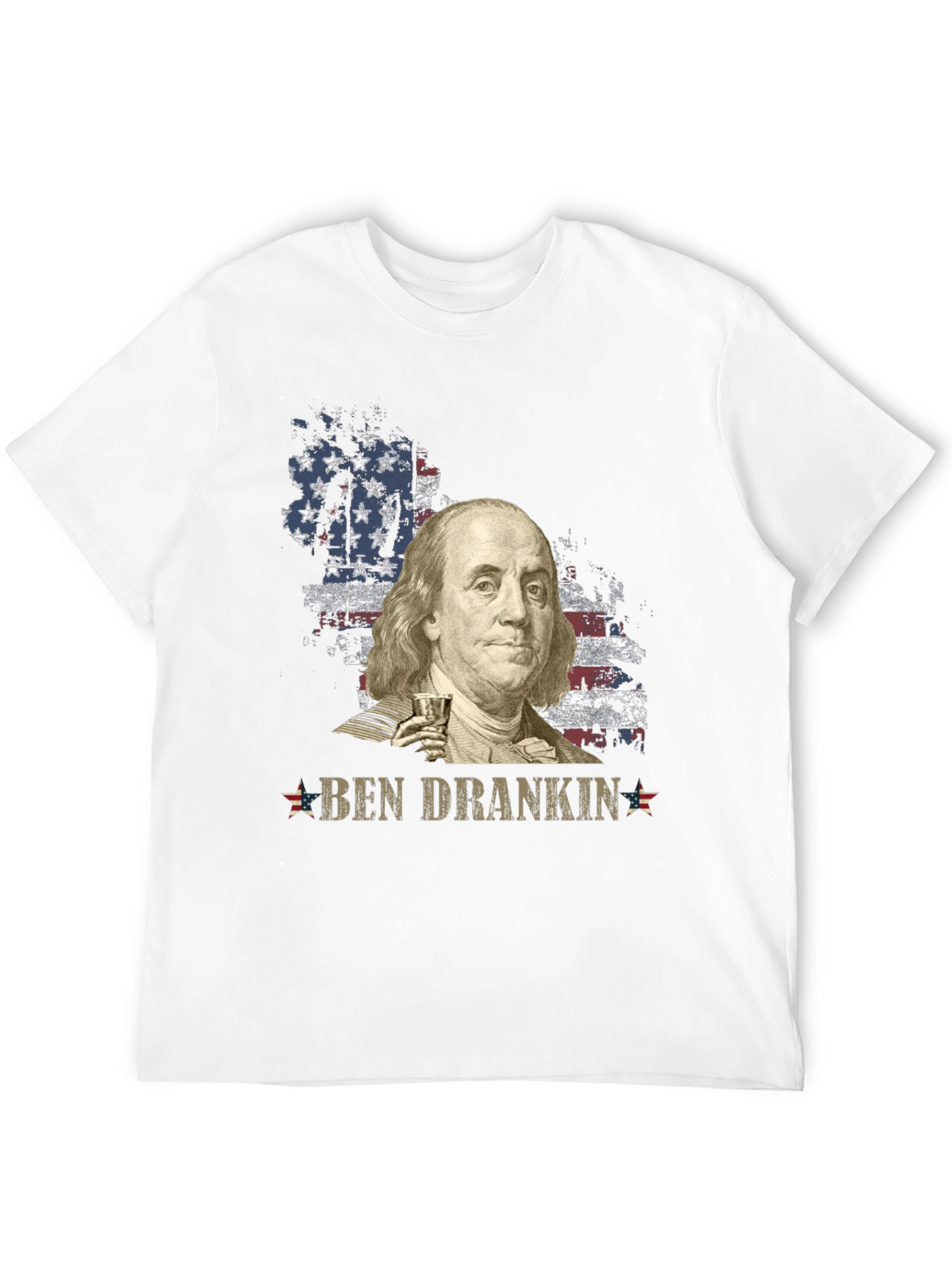 Ben Drankin T-Shirt - Patriotic USA Flag Franklin