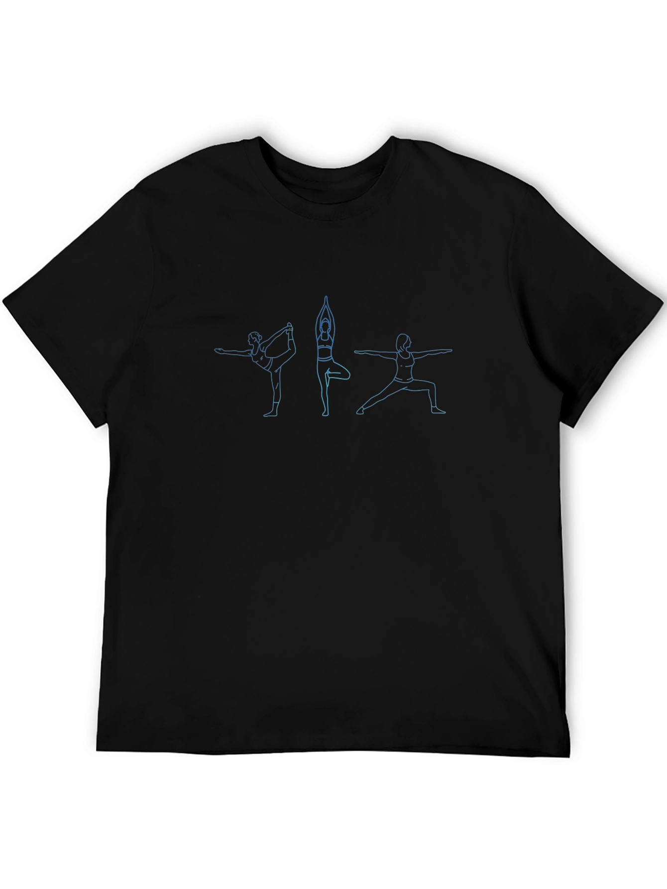 Yoga Poses Graphic Print Black T-Shirt