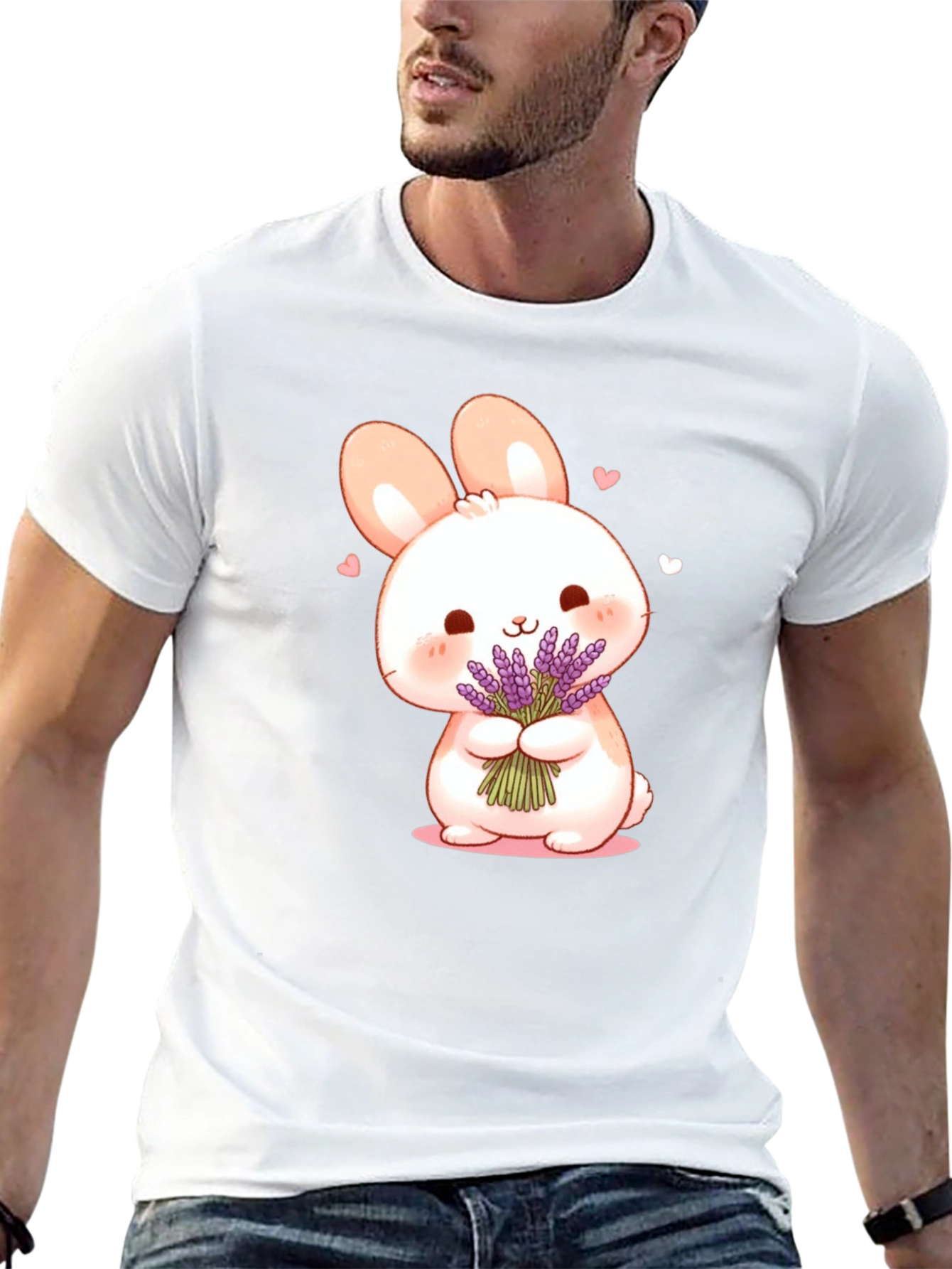 Cute Bunny Lavender Black T-Shirt
