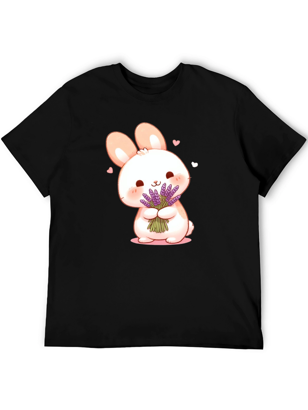 Cute Bunny Lavender Black T-Shirt
