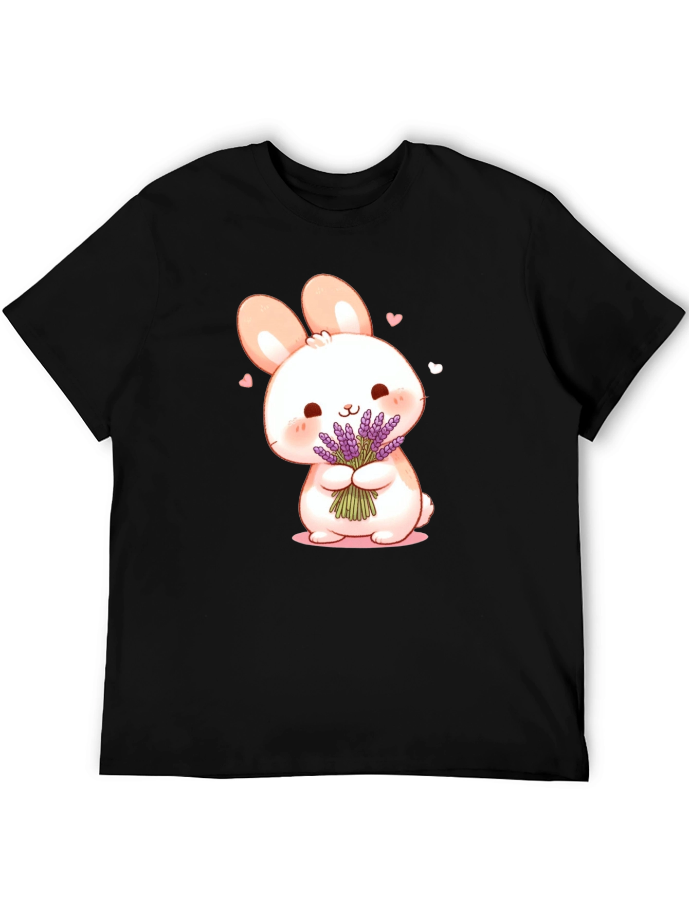 Cute Bunny Lavender Black T-Shirt