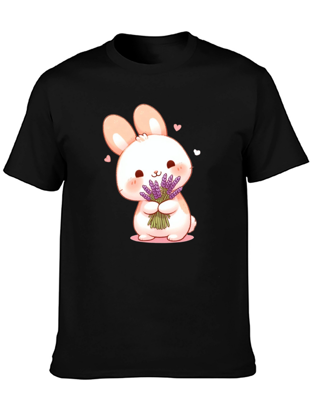 Cute Bunny Lavender Black T-Shirt