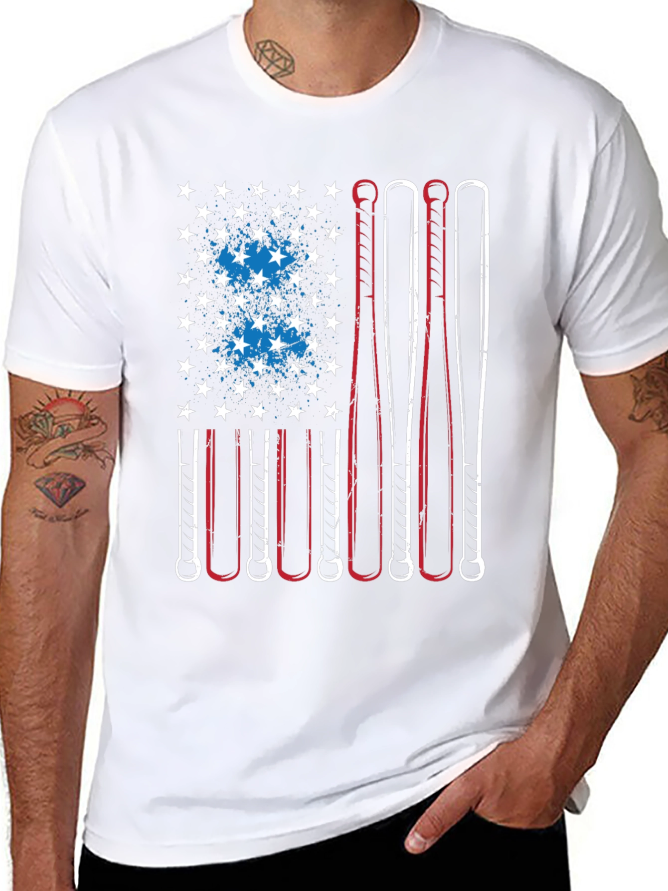 American Flag Baseball Bat T-Shirt