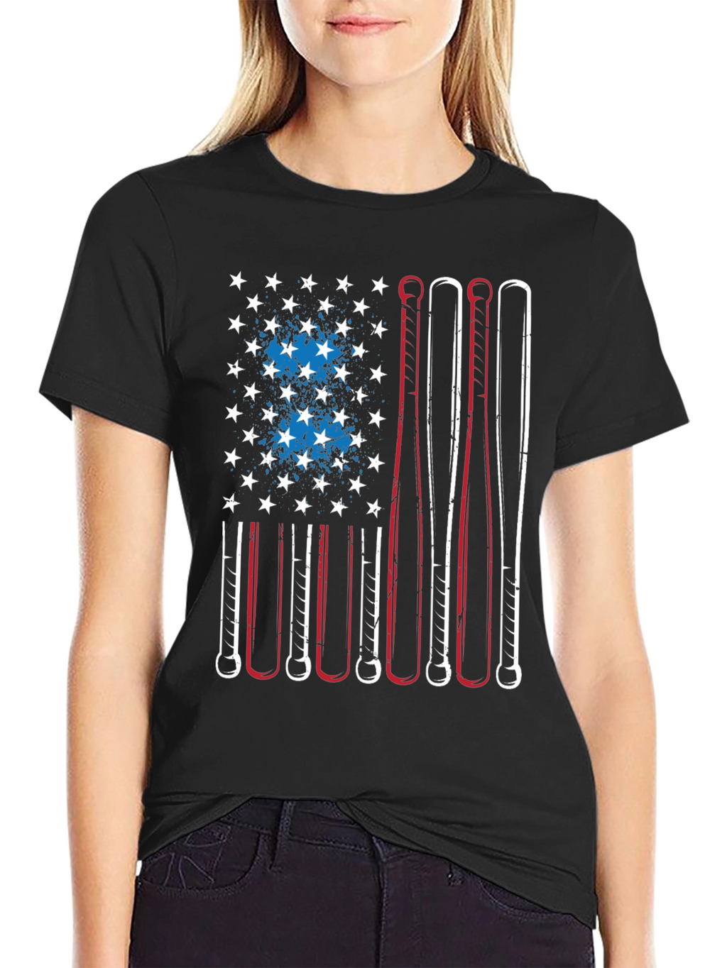 American Flag Baseball Bat T-Shirt