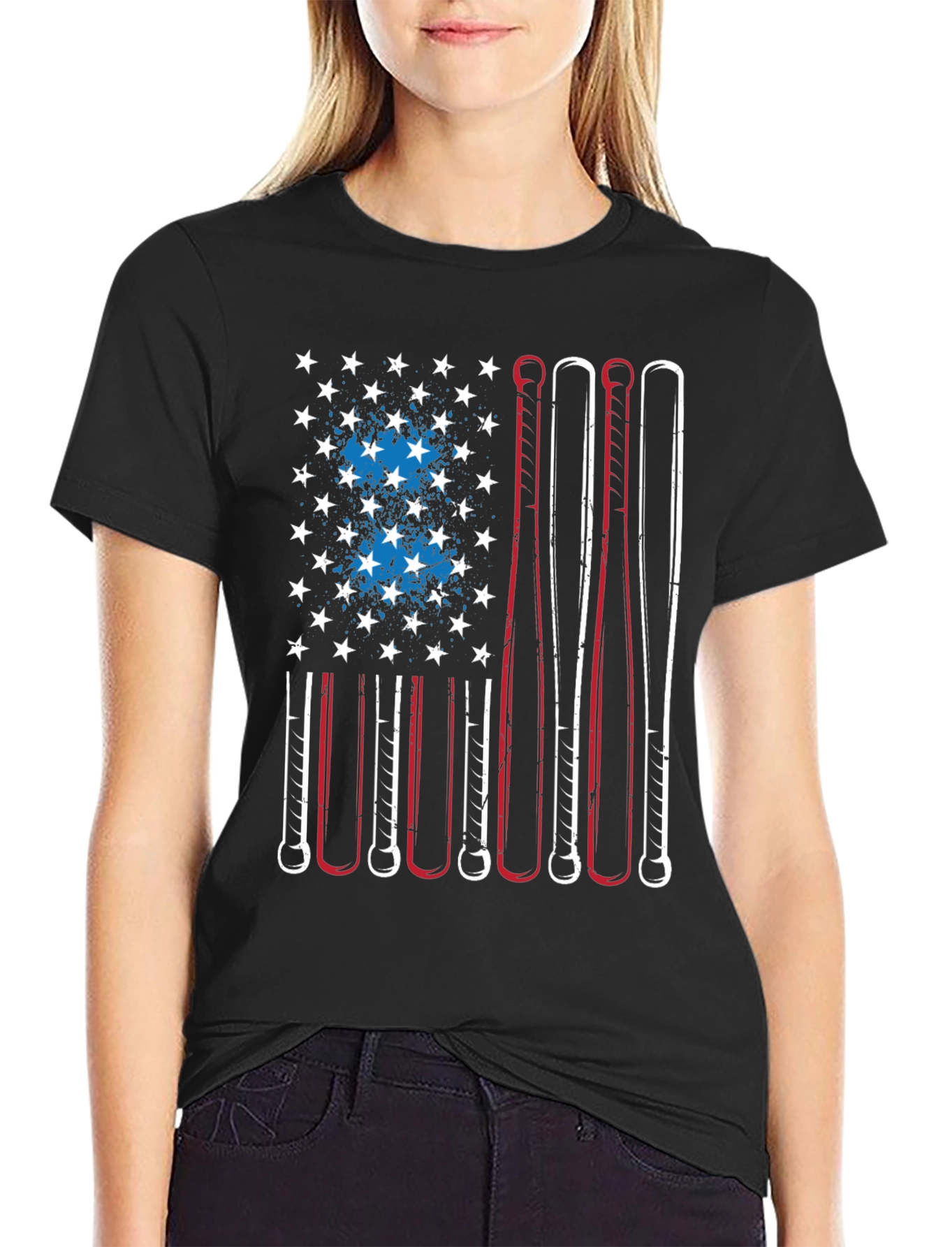 American Flag Baseball Bat T-Shirt