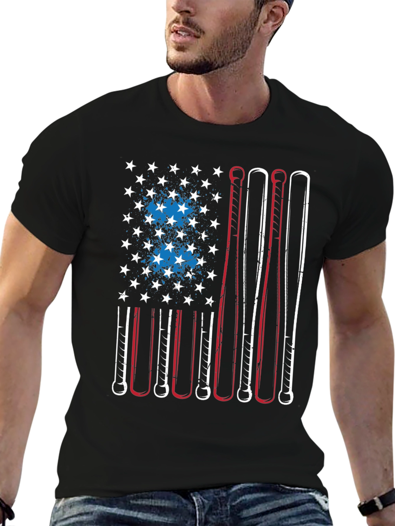 American Flag Baseball Bat T-Shirt
