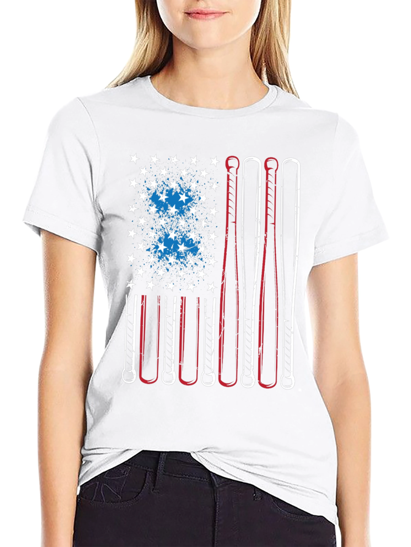 American Flag Baseball Bat T-Shirt