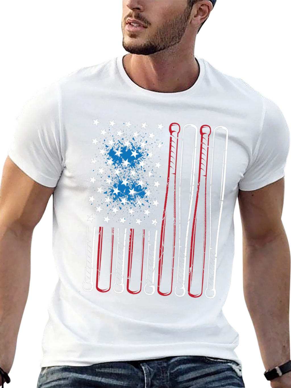 American Flag Baseball Bat T-Shirt