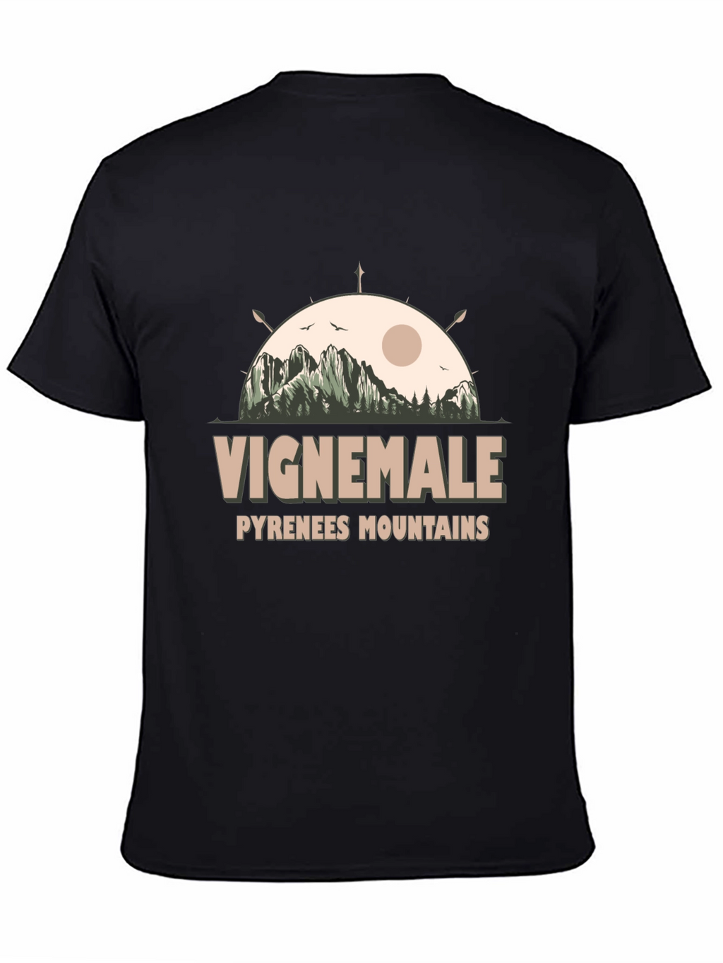 Vignemale Pyrenees Mountains Graphic Tee - Black