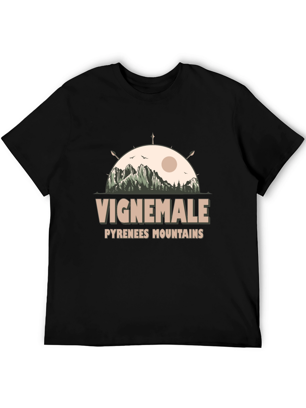 Vignemale Pyrenees Mountains Graphic Tee - Black