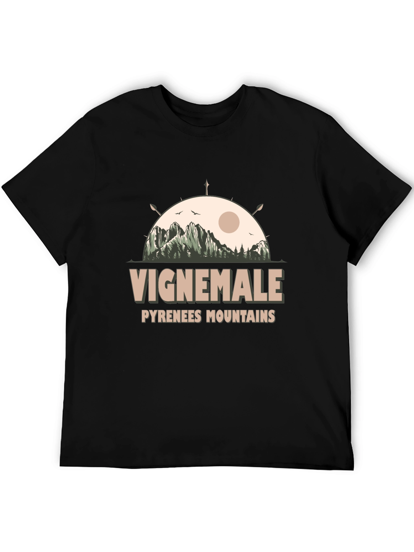 Vignemale Pyrenees Mountains Graphic Tee - Black