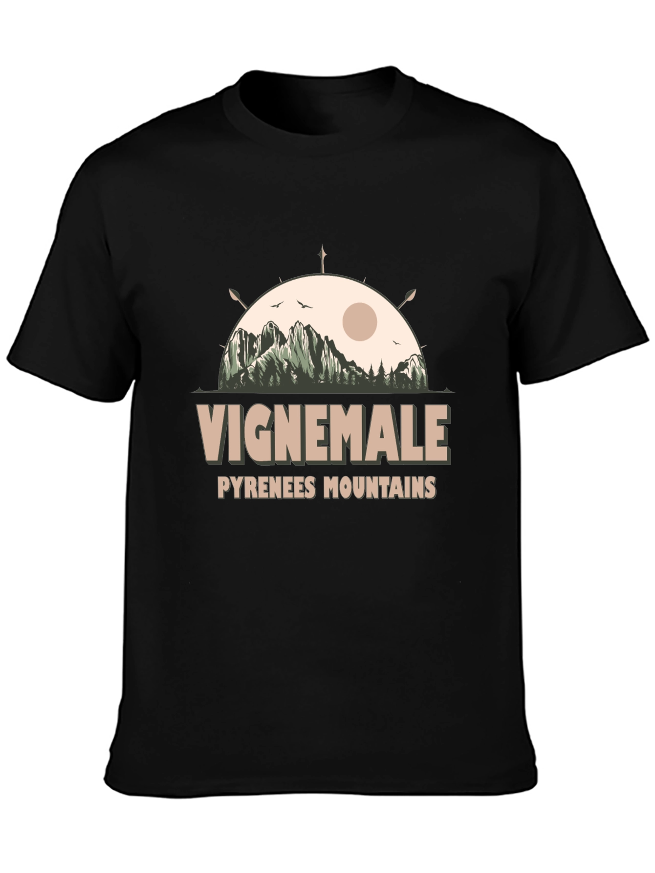 Vignemale Pyrenees Mountains Graphic Tee - Black
