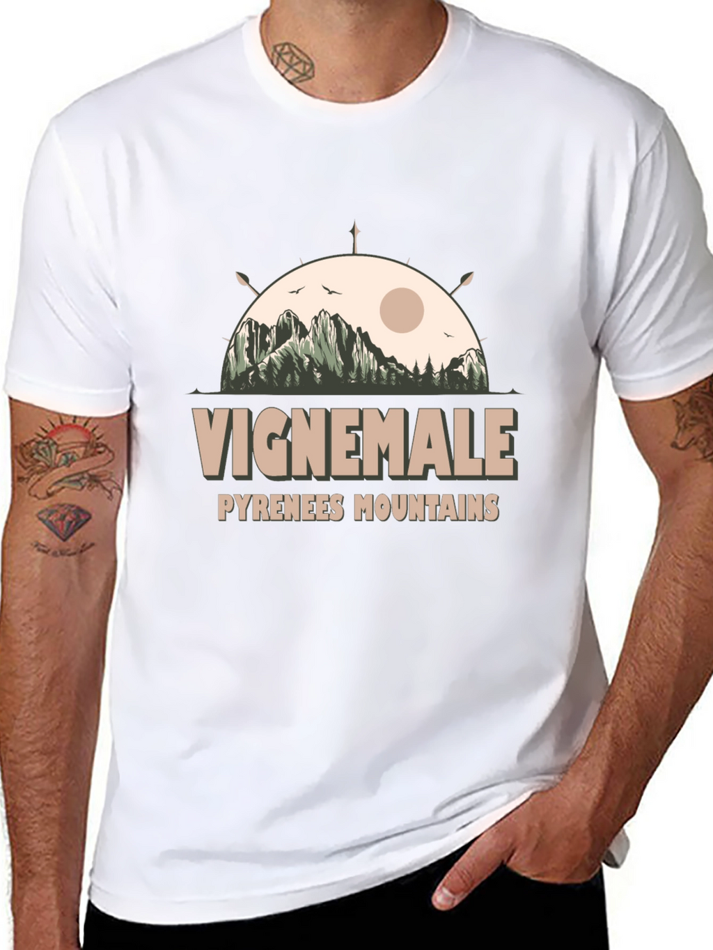 Vignemale Pyrenees Mountains Graphic Tee - Black
