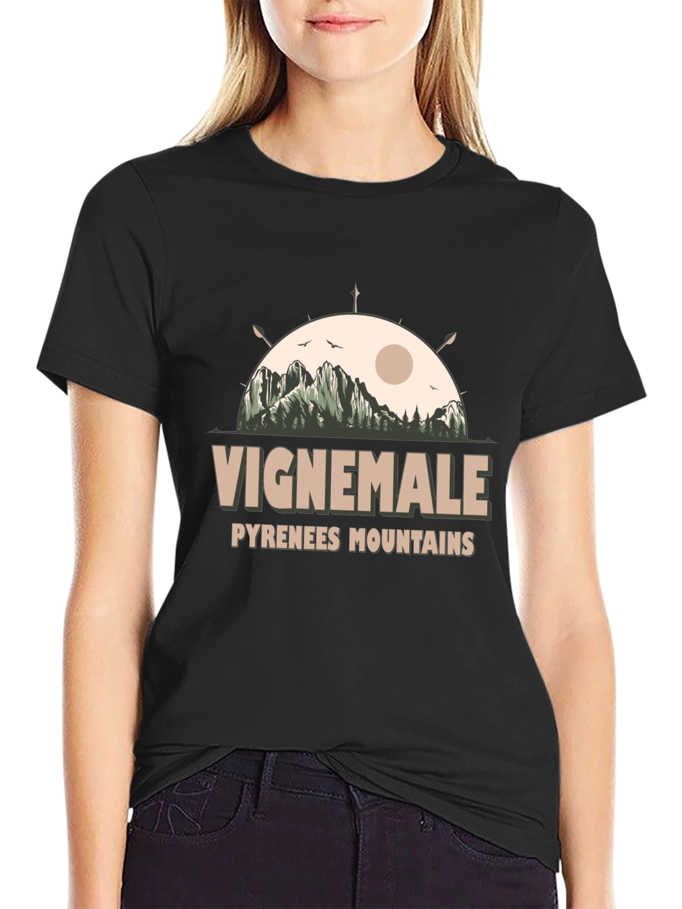 Vignemale Pyrenees Mountains Graphic Tee - Black