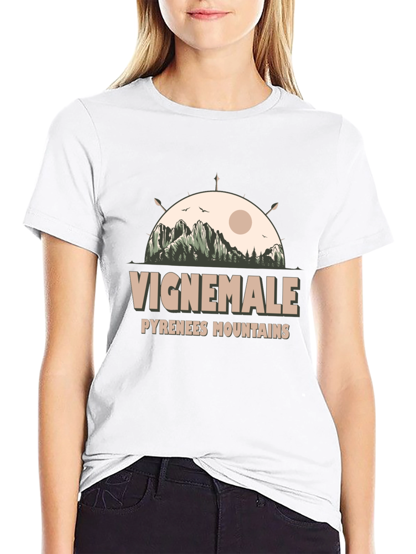 Vignemale Pyrenees Mountains Graphic Tee - Black